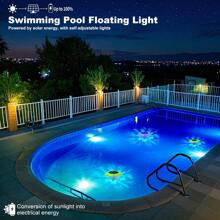 1 paquet Lumière flottante solaire pour piscine aux effets d'éclairage dynamiques multiples, étanche IP68, lumière flottante pour piscine, changement de couleurs LED RVB vers le haut et vers le bas, convient pour les piscines, les spas, les fontaines. Applicable pour Halloween, Noël, Thanksgiving, période de remise des diplômes