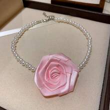 1件装 时尚优雅花朵珍珠项链（女士款） - 粉色 - 查看 19