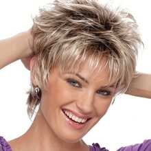 Elegant Women's Short Curly Pixie Cut Wig - Voluminous Gradient Style With Side Bangs, Perfect For Parties, Daily Wear & Valentine's Day Celebrations, High-Temperature Fiber, Loose Curls, Dark To Light Blonde Ombre, Festive Hairpiece | Voluminous Wig | Natural Look Wig