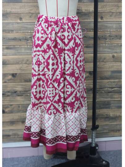 Falda larga bohemia de diseño de volantes, falda elegante y casual adecuada para uso diario, vacaciones, viajes y salidas