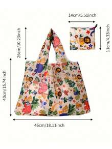 10pcs Reusable Foldable Polyester Shopping Bags With Fashionable Patterns, Suitable For High-Quality Shopping, Reusable Shopping Bags