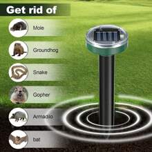 2 pièces Répulsif anti-nuisibles à énergie solaire - Rongeurs, taupes, serpents répulsif, contrôle des nuisibles pour jardin, cour, ferme, pelouse, dissuasif pour les chats