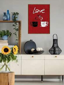 1/3 件时尚厨房装饰 - 爱、吃、喝帆布墙面艺术 | 现代黑红餐厅设计 | 可直接悬挂，无框海报 | 送给她或厨师的完美礼物