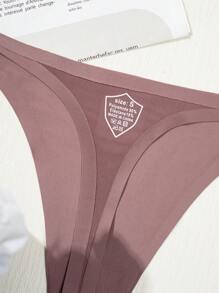 7 Pcs Women Seamless Dopamine Thong Panties, Solid Color Tagless Fashion Soft Sexy, Beach Bikini Set, Gift For Birthday, Valentine's Day, Christmas, Halloween