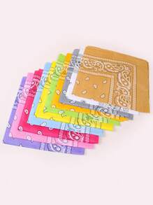 10/5pcs Polyester Cashew Flower Bandana, Unisex Hiphop Outdoor Cycling Headwrap Scarf, 52*52CM Large Handkerchief