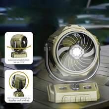 Camping Fan With LED Lantern USB Rechargeable Battery Powered Tent Fan Portable - Green - View 4