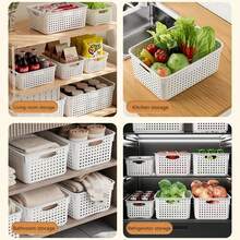 1/3-teiliges Set aus dickem und verstärktem Aufbewahrungskorb, Schreibtisch-Aufbewahrungsregal für Kleinigkeiten und Snacks, Küchen-Aufbewahrungskorb - Gelb mittel - Übersicht 5