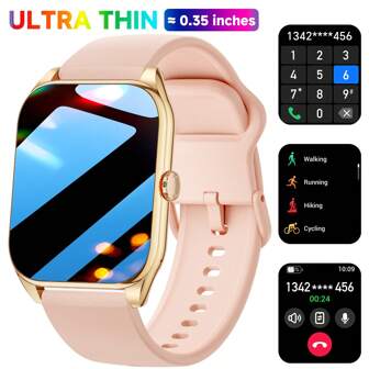 Hwagol 1.95 英寸女士智能手表，男士健身追踪器手表，带蓝牙通话、心率/睡眠监测器、计步器多种运动模式、自定义壁纸智能手表适用于 Android 和 iOS 300mAh