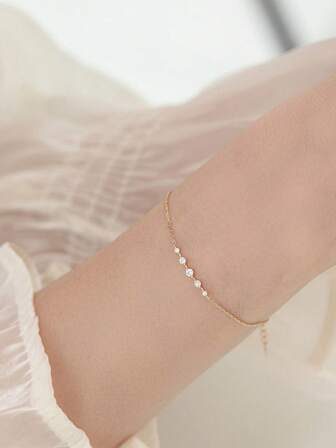 1pc S925 Sterling Silver Drainage Drill Design Bracelet With Minimalist And Delicate Style, A Versatile Accessory For Women. A Perfect Gift For Birthday & Daily Wear