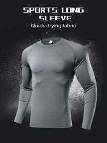 1pc Men's Compression Long Sleeve Fitness Top, Skin-Tight Base Layer For Core Workout