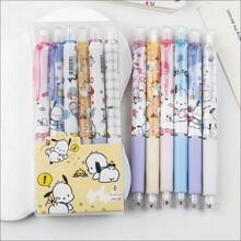 Sanrio 6pcs Sanrio Cartoon 0.55mm Ballpoint Pens With Hello Kitty, Kuromi, Melody Designs, Quick-Drying Ink, Children's Gift/Ballpoint Pen, School Supplies, Anime Cartoon Stationery, College Style Stationery, Hello Kitty Supplies>Children's Writing Tools, Kuromi Office Supplies