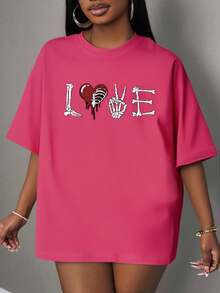 Letras  Casual  Poliéster        Deportivo  Oficina  Casa - Rosa Fucsia - Ver 3