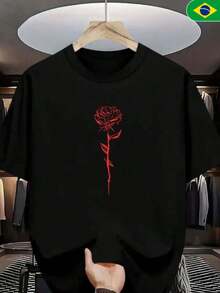 Unisex T-Shirt Flower Print 100% Original Product 30.1 Top CHEAPER - Black - View 1
