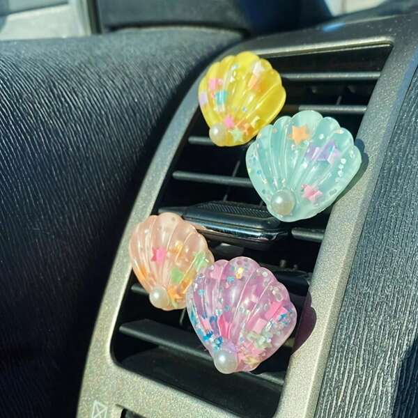 4pcs Seashell Car Charms - Beach Car Accessories - Car Vent Clips - Beach Gift Idea
