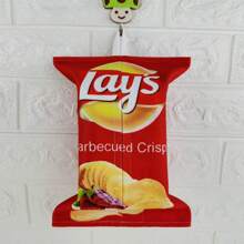 1pc Creative Potato Chip Shaped Tissue Box, Space Saving, Auto Sofa Paper Towel Case Storage, Square Tissue Box Tissue Cube Box Creative Potato Chips Bag Auto Sofa Tissue Box Storage, Suitable For Living Room, Dining Room, Bedroom