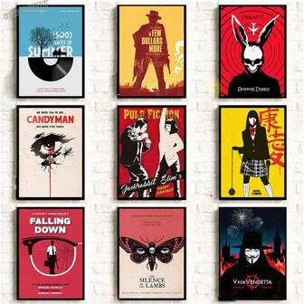 1pc Wall Arts Posters Optinal Frame Pop Minimalism Movies And Tv Art Canvas Posters Classic Movie Wall Art Printing Pictures Retro Bar Mural For Home Bedroom Decor Gift ,Wall Art With Frame