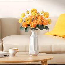 16 Heads Artificial Ranunculus Flower 4Pcs Silk Flowers Buttercup For Home Wedding Decoration Floral Creation Flower Arrangement DIY Project Outdoor Decor - 42-head yellow - 查看 5
