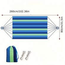 1pc Blue Colorful Fabric Hammock With Anti-Roll Design - Supports 330lbs, Tree-Friendly Straps, Portable Carrying Bag - Perfect For Outdoor, Indoor, And Camping Use