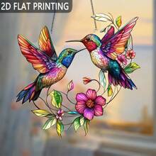 1 Stück elegante Acryl-Kolibri Fenster-Hängedekoration, 2D flache Acryl-Kolibri Sonnenfänger, einzigartiges Geschenk, Feiertags-Raumdekoration, Wanddekoration, Outdoor Garten-Deko