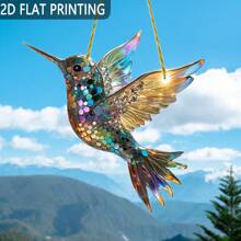 1 Stück elegante Acryl-Kolibri Fenster-Hängedekoration, 2D flache Acryl-Kolibri Sonnenfänger, einzigartiges Geschenk, Feiertags-Raumdekoration, Wanddekoration, Outdoor Garten-Deko