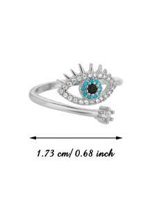 Vintage Evil Eyes Stainless Steel Rings, Cubic Zirconia Gold Color Anti Fading Open Ring For Women, Aesthetic Wedding Party Jewelry Vacation Accessories, Gifts For Mom/Best Friends