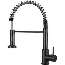 Black Kitchen Taps With Pull Out Spray Spring Kitchen Sink Taps Single Lever Kitchen Sink Mixer Tap With Pull Down Sprayer Dual Functions - 黑色 - 查看 9