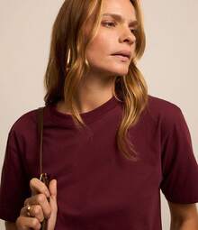 Women's T-Shirt Basic T-Shirt 100% Cotton Wide And Loose On The Body - Đỏ tía - Xem 2