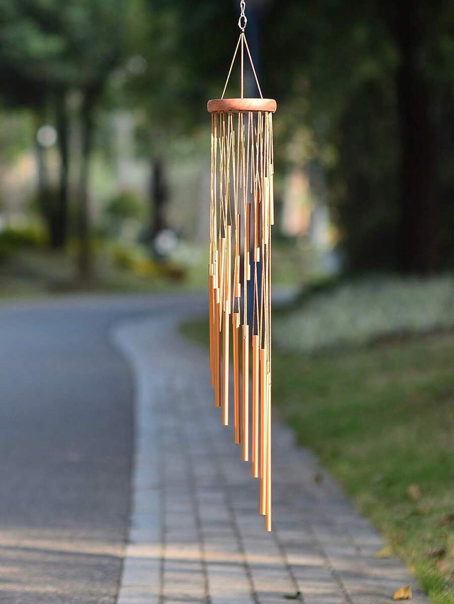 23in Outdoor Wind Chime, Rotating Wind Chime With 12 Aluminum Alloy Tubes And Hooks, Music Wind Chime, Outdoor Garden Decoration Wind Chime Pendant, Birthday Party Decoration, Home Decoration Pendant, Porch Decoration Wind Chime, Holiday Party Decoration, Bedroom Decoration, Shopping Mall Window Decoration Wind Chime Pendant, Commemorative Gift For Family And Friends