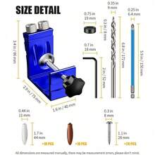 46PCS/Set Pocket Hole Jig Kit 15 Degree Woodworking Inclined Hole Jig Drive Adapter For Woodworking Angle Drilling Holes, Angle Carpentry Locator Jig - 46 Cái/Bộ - Xem 2