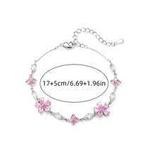 1pc Elegant Women's Bracelet, Fashion Minimalist Pink Crystal Bracelet, Suitable For Daily Wear, Jewelry Gift