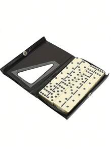 1pc/2pcs Mini Domino Tiles, Portable - Classic Checkerboard Game, - Standard Domino Tile Set 28 Pieces Black Box, Black/Cream Medium Domino Tiles - 1 Set Of 28 Ivory Tiles - Classic Family Game Hardboard Box