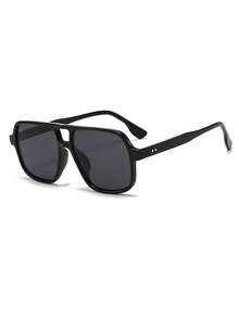 Vintage Pilot Style Big Frame Fashion Fashion Glasses For Men, Classic Outdoor Travel Beach Vacation Casual Decoration Daily Outfit Summer For Summer Beach Vacation,Outdoor,Travel - Black - View 2