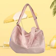 1pc Sports Yoga Messenger Bag, Fitness Bag, Japanese Style INS Solid Color Large Capacity Short-Distance Travel Bag, Student School Bag