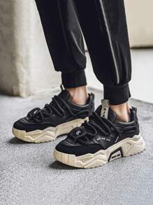Herren Plateau-Sneaker mit stoßabsorbierender weicher Sohle, Retro Sport-Lässig Klobige Sneaker, verschleißfeste Schuhe für Jugendliche und Teenager