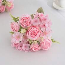 1/4 peças Buquê de Flores Artificiais Realistas, Buquês Reutilizáveis de Rosas Falsas, Crisântemos, Hortênsias com Haste, Decoração de Mesa de Sala, Arranjos Florais Artificiais, Decoração de Jardim Exterior, Decoração de Casamento Chá de Panela, Outono - Sem Recipiente