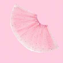 1pc Girls' Everyday Versatile Star Tulle Skirt, Suitable For Daily Wear And Holiday Dance Performances, Lightweight And Fluffy