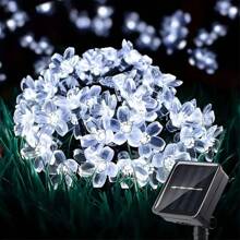 1 peça 20/50/100 Luzes de Corda Solares em Forma de Flor - Cordões de Luz Externa para Decoração de Jardim, Pátio, Cerca, Árvore de Natal com Ambiente de Luz de Fada - À Prova d'Água, Eficiente em Energia e Fácil de Instalar para Casamento, Festa, Casa, Gramado
