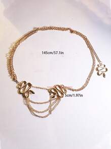 Cadena de cintura de serpiente dorada exagerada, cinturón de cintura metálico de moda, joyería de cadena corporal para fiesta