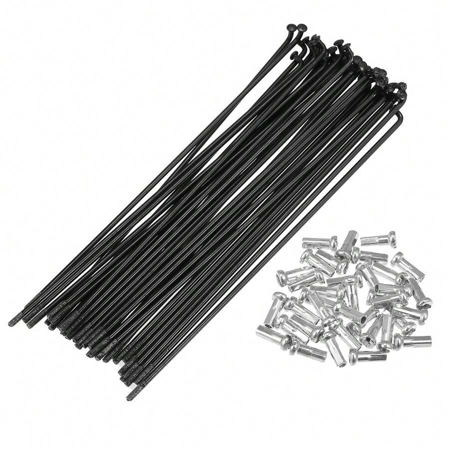 Bicycle Spokes Metal Bike Spoke With Nipples For Most Bicycle - 黑色,銀色 144mm 14G 36Pcs 金屬 - 查看 1