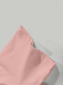 Camiseta de manga corta con cuello redondo, rosa y con estampa de conejo y letras de moda, para uso casual y para ir al trabajo