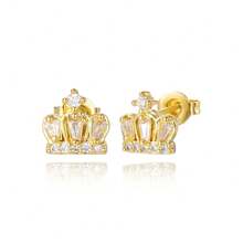 TUANZISP 22pcs Set Women's Gold Plated Copper Stud Earrings With Zirconia, Butterfly, Heart, Star, Crown, Snowflake, Geometric Designs, Versatile Fashion Jewelry, Elegant Vintage Luxury Gift For Women