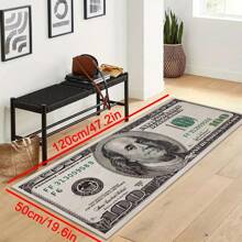 1pc Interesting Portrait & Dollar Bill Pattern Rug, Modern Creative Cartoon INS Style American Elements Rectangle Soft Area Carpet, Applicable For Outdoor, Entrance, Living Room, Bedroom, Laundry Room, Bathroom, Game Room, Washable All Season Bedside Mat, Home Decor