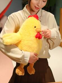 卡哇伊小鸡毛绒枕头可爱柔软小鸡填充动物玩具黄色小鸡枕头家居装饰礼物适合儿童女孩和男孩 - 彩色 - 查看 3