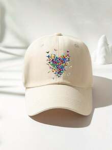 1pc Printed Heart Baseball Cap, Outdoor Adjustable Sun Ion Casual Hat, Suitable For Spring Autumn Travel Beach Holiday, Y2K Style Young Cap - Baseball Cap - View 14