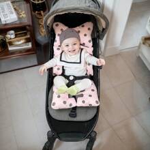 Seat Cushion Pad For Baby Stroller Soft Liner Cushion Breathable, Air Mesh Universal For Jogging Stroller Baby Car Seat Cushion Pink Dots