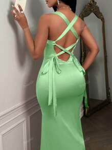 Amarilo Women's Sexy Romantic Pink Hanging Collar Backless Strap Sexy Mermaid Dress Is Suitable For Valentine's Day, Bachelor Party, Christmas Party, Wedding