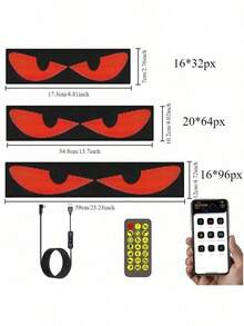 Luces de ojos de demonio para auto, ojos LED para camión, pantalla LED programable de texto desplazante, iluminación de auto y camión, graffiti, aplicación inteligente, Bluetooth USB 5V (108 mm x 348 mm)