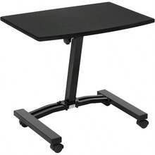 Seville Classics Airlift Height Adjustable Mobile Rolling Laptop Cart Computer Workstation Desk, Table for Home, Office, Classroom, Hospital, w/Wheels, Black, Flat (24") (New Model) - Negro - Ver 5