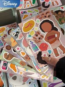 Disney 8pcs Disney Moana Stickers DIY Jigsaw Assembling!Make Your Own Moana Characters, Waterproof PVC Cartoon Decoration Luggage,Guitar,Water Cup,Phone Case,Laptop Gift Decal