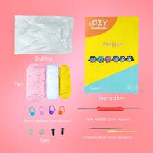 Jeslon钩针编织入门套装 - 附带分步视频教程，包含钩针、记号笔和缝纫针 - 送给初学者的完美礼物 - 紫色迷你企鹅